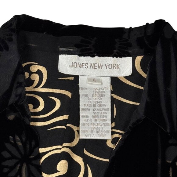 VTG Jones New York Burnout Velvet Blouse Top Sz.S Black Whimsigoth Gothic Witch - Picture 5 of 12